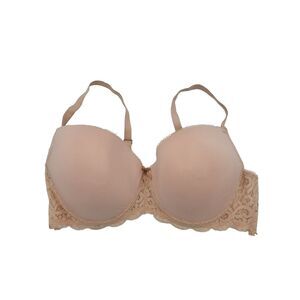 Rampage Intimates Bra 42D Womens Tan Lace Sides‎ Padded Underwired Full Coverage